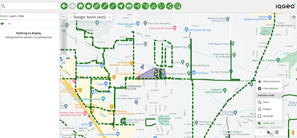 IQGeoネットワークマネージャーの通信モード選択と地図回転