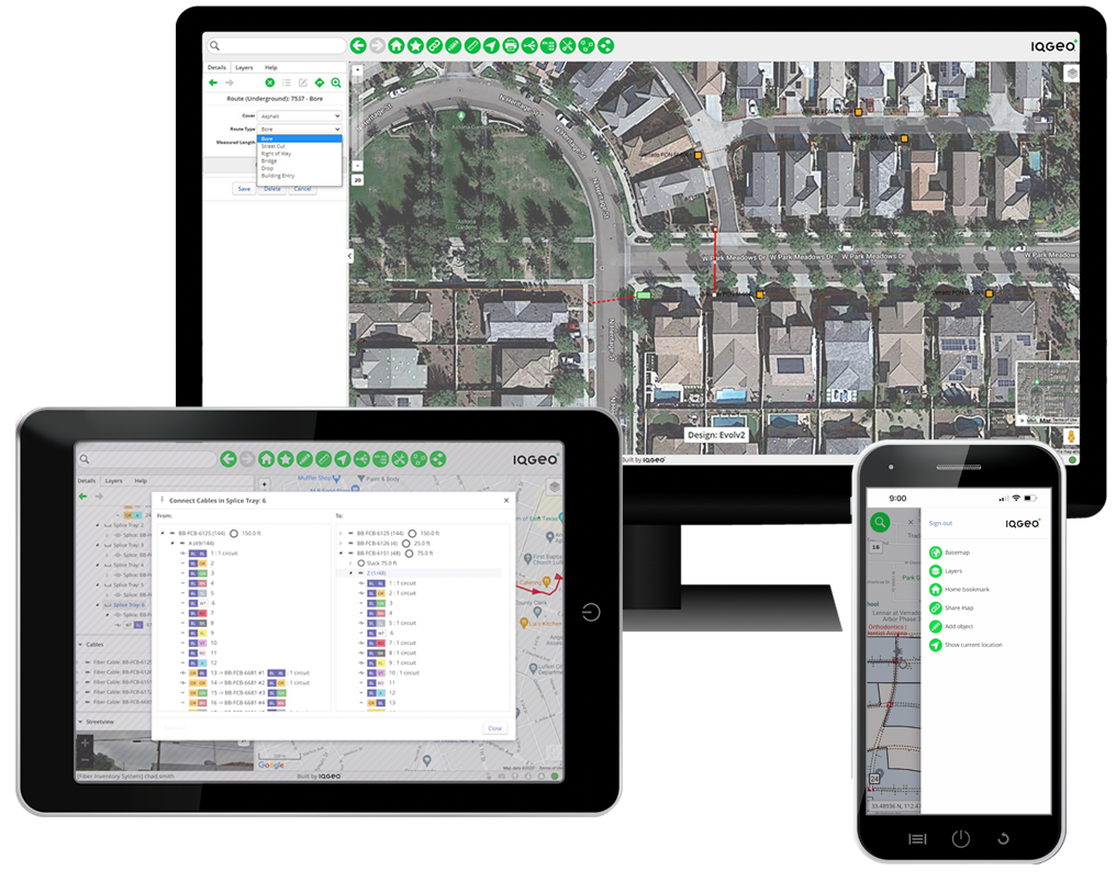 IQGeoNetwork Manager Telecom - ウェブサイト-three-device-header-image